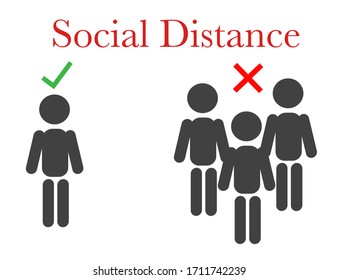 Social distance, flat cartoon character keep a distance, people avoid meeting for stop spreading virus.