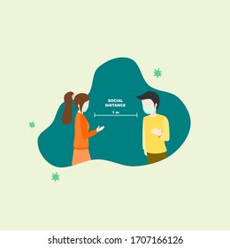 social distance flat illustration vector