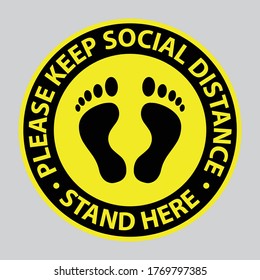 Social distance floor sticker vector Illustration