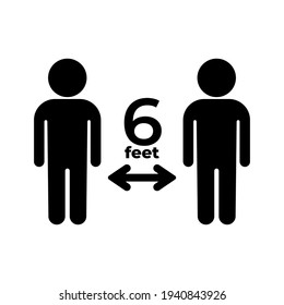 Social distance icon. 6 foots. Poster vector illustration
