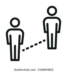 social distance icon. Black on white background isolated