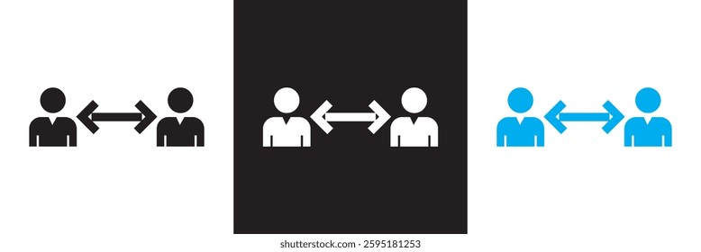 Social distance icon . social distancing icon.  Isolated on white, pink and black background. Vector illustration. EPS 10