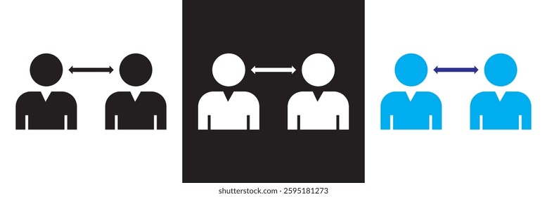 Social distance icon . social distancing icon.  Isolated on white, pink and black background. Vector illustration. EPS 10