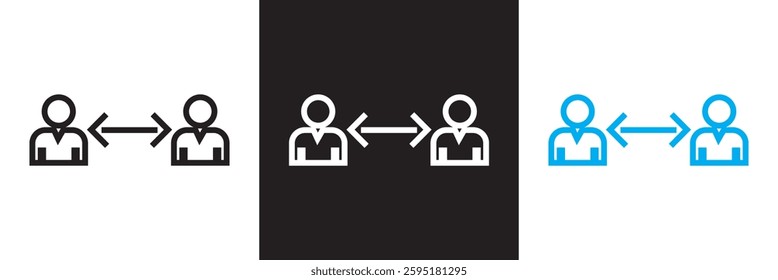 Social distance icon . social distancing icon.  Isolated on white, pink and black background. Vector illustration. EPS 10