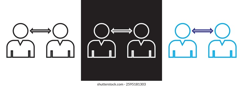 Social distance icon . social distancing icon.  Isolated on white, pink and black background. Vector illustration. EPS 10