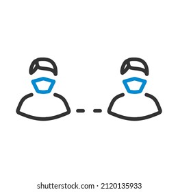 Social Distance Icon. Editable Bold Outline With Color Fill Design. Vector Illustration.