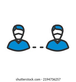 Social Distance Icon. Editable Bold Outline With Color Fill Design. Vector Illustration.
