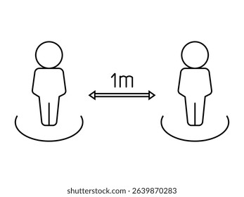 Social distance icon editable stroke, prevention safety, measure protection from spread virus, people isolation from coronavirus, thin line web symbol on white background. Vector illustration EPS 10.