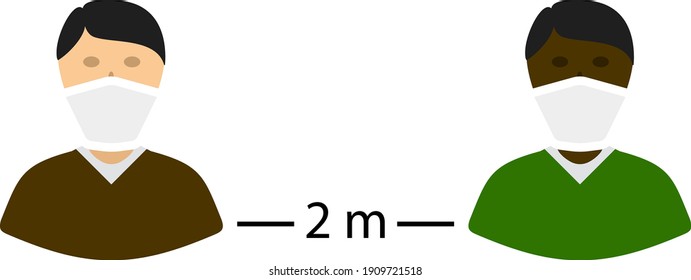 Social Distance Icon. Flat Color Design. Vector Illustration.
