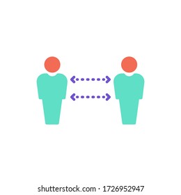 social distance icon flat design vector illustration. isolated on white background