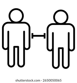 social distance icon flat thin outline art logo