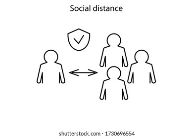 Icono de distancia social, mantener una distancia segura