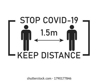 Social distance icon, safety distance, measure protection from spread coronavirus, people isolation from coronavirus. Isolated on white background. Vector illustration.