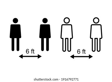 Social distance icon set. social distancing icon. self quarantine sign