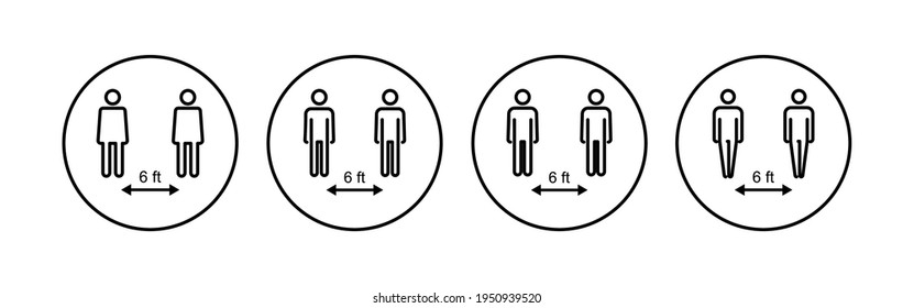 Social distance icon set. social distancing icon. self quarantine sign