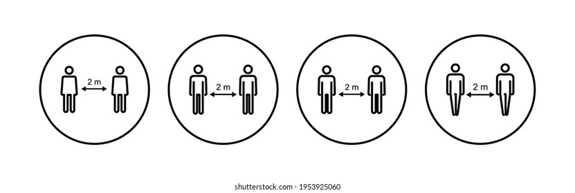 Social distance icon set. social distancing icon. self quarantine sign