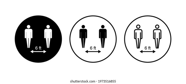 Social distance icon set. social distancing icon. self quarantine sign