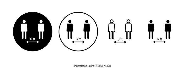 Social distance icon set. social distancing icon. self quarantine sign
