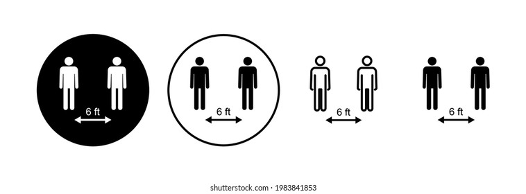 Social distance icon set. social distancing icon. self quarantine sign
