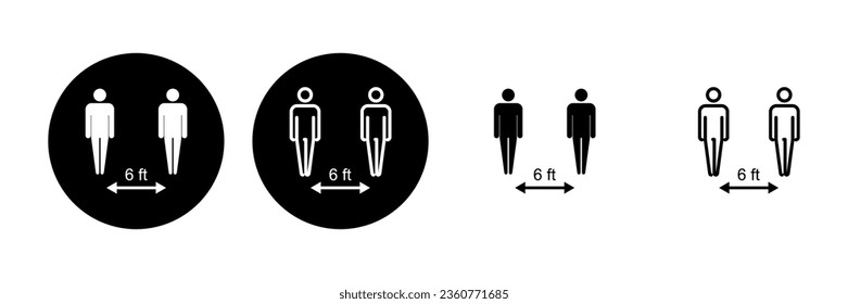 Symbol für soziale Distanz gesetzt. Symbol für soziale Distanzierung. SelbstQuarantänezeichen