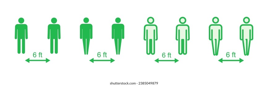 Social distance icon set. social distancing icon. self quarantine sign