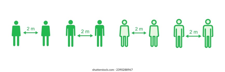 Social distance icon set. social distancing icon. self quarantine sign