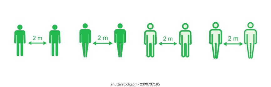 Social distance icon set. social distancing icon. self quarantine sign