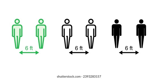 Social distance icon set. social distancing icon. self quarantine sign