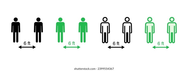 Social distance icon set. social distancing icon. self quarantine sign