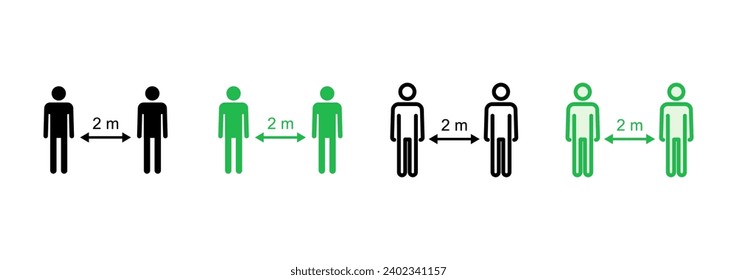 Social distance icon set. social distancing icon. self quarantine sign