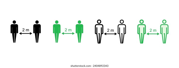 Social distance icon set. social distancing icon. self quarantine sign