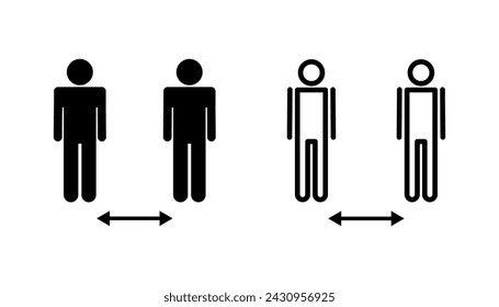 Social distance icon set. social distancing icon. self quarantine sign