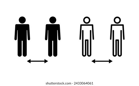 Conjunto de iconos de distancia social. icono de distanciamiento social. signo de cuarentena automática