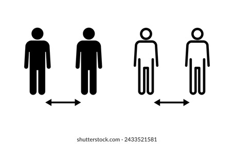 Social distance icon set. social distancing icon. self quarantine sign