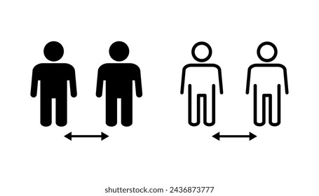Social distance icon set. social distancing icon. self quarantine sign