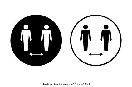 Conjunto de iconos de distancia social. icono de distanciamiento social. signo de cuarentena automática