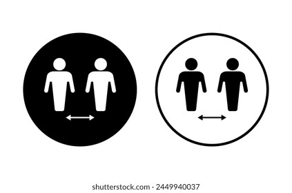 Conjunto de iconos de distancia social. icono de distanciamiento social. signo de cuarentena automática