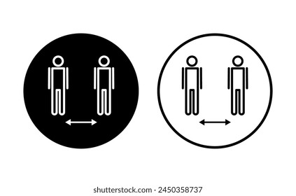Conjunto de iconos de distancia social. icono de distanciamiento social. signo de cuarentena automática