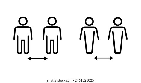 Conjunto de iconos de distancia social. icono de distanciamiento social. signo de cuarentena automática