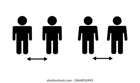 Social distance icon set. social distancing icon. self quarantine sign