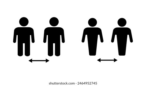 Conjunto de iconos de distancia social. icono de distanciamiento social. signo de cuarentena automática