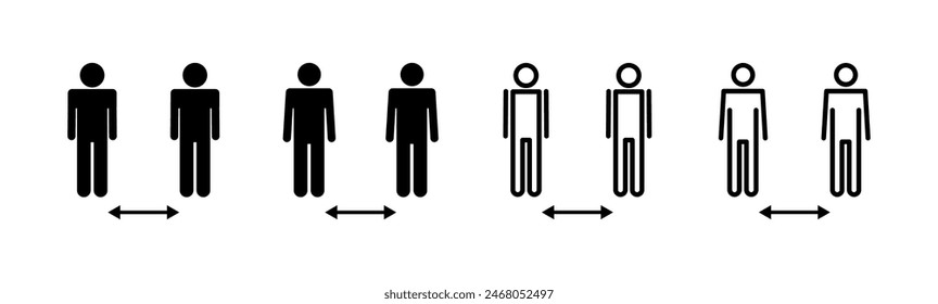 Social distance icon set. social distancing icon. self quarantine sign