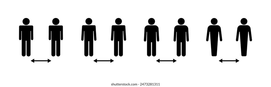 Social distance icon set. social distancing icon. self quarantine sign