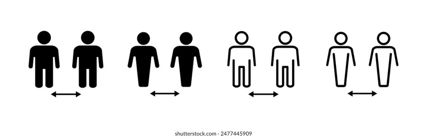 Social distance icon set. social distancing icon. self quarantine sign