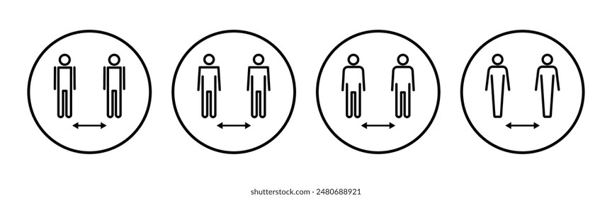 Social distance icon set. social distancing icon. self quarantine sign