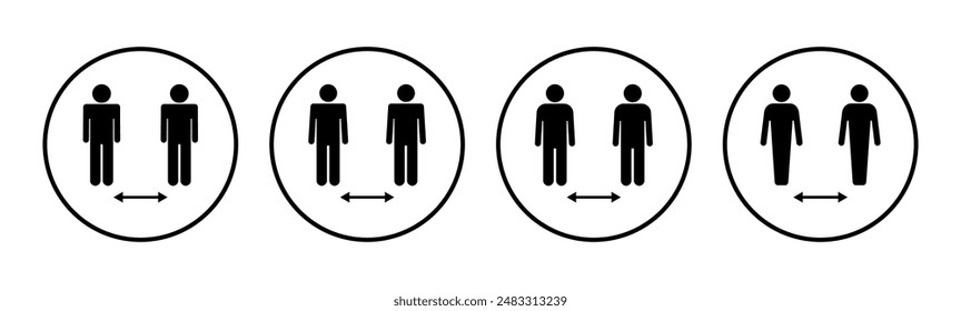 Social distance icon set. social distancing icon. self quarantine sign