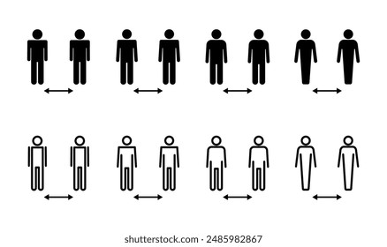 Social distance icon set. social distancing icon. self quarantine sign