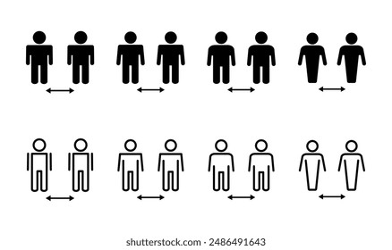 Social distance icon set. social distancing icon. self quarantine sign