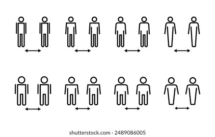 Social distance icon set. social distancing icon. self quarantine sign