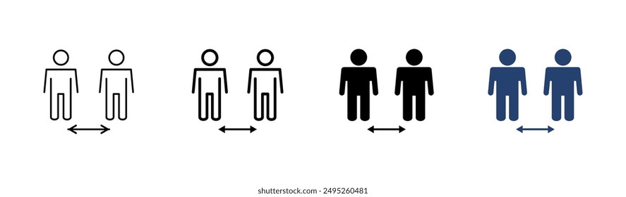 Conjunto de iconos de distancia social. icono de distanciamiento social. signo de cuarentena automática